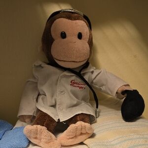 Curious George Plush Toy with White Jacket